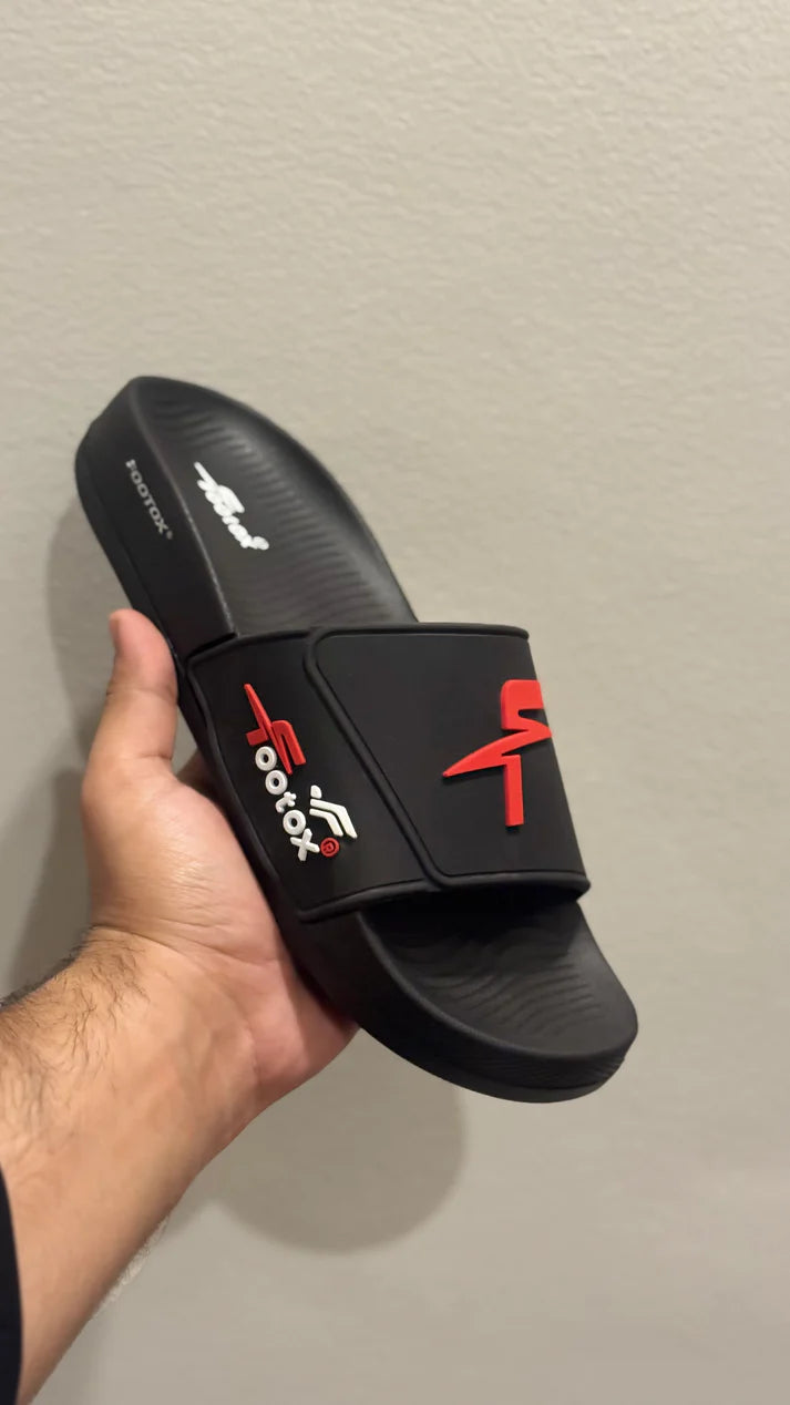 Premium Red Black Slides with (SOFT RECOVERY SOLE)