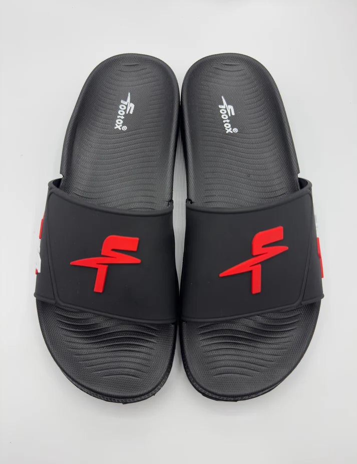 Premium Red Black Slides with (SOFT RECOVERY SOLE)